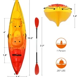 GLOBALWAY 10.2FT Sit-On-Top Fishing Kayak with Paddle Yellow/Orange