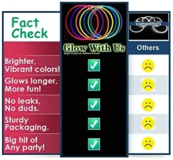 Glow With Us 1200 Glow Stick Necklaces Bulk Assorted Colors