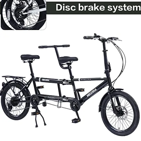 GOJLEX Foldable Tandem Bike 20” City Folding Bicycle Black