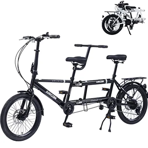GOJLEX Foldable Tandem Bike 20” City Folding Bicycle Black