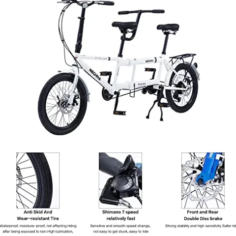 GOJLEX Foldable Tandem Bike 20”City Folding Bicycle White