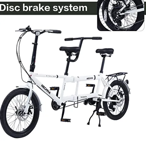 GOJLEX Foldable Tandem Bike 20”City Folding Bicycle White