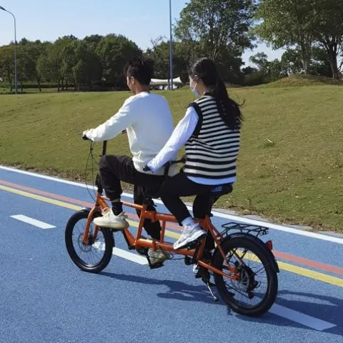 GOJLEX Foldable Tandem Bike 20”City Folding Bicycle White