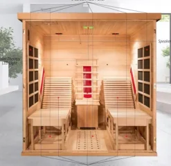 Gollense Infrared Sauna for Home with Recliner, Double Lounge Chairs, Canadian Red Cedar Wood 3400W Indoor Dry Sauna Room Yellow