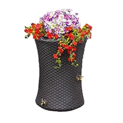 Good Ideas Impressions 50 Gallon Nantucket Rain Barrel Planter Brown (4 Pack)