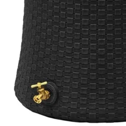 Good Ideas Impressions 50 Gallon Nantucket Rain Barrel Water Collector with Garden Planter and Brass Spigot Black