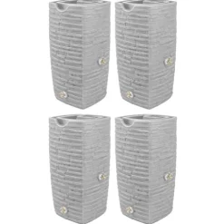 Good Ideas Impressions Riverwalk 50 Gallon Faux Slate Surface Dual Spigot Rain Barrel Light Granite 4 Pack