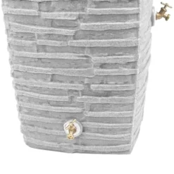 Good Ideas Impressions Riverwalk 50 Gallon Faux Slate Surface Dual Spigot Rain Barrel Light Granite 4 Pack