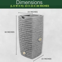 Good Ideas Impressions Riverwalk 50 Gallon Rain Barrel Dark Granite 3 Pack