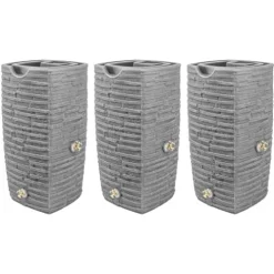 Good Ideas Impressions Riverwalk 50 Gallon Rain Barrel Dark Granite 3 Pack