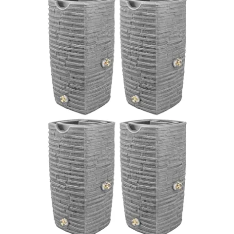 Good Ideas Impressions Riverwalk 50 Gallon Faux Slate Dual Spigot Rain Barrel Dark Granite
