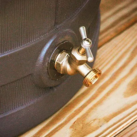 Good Ideas Rain Wizard 50 Gallon Plastic Outdoor Rain Barrel Water Collector with Brass Spigot, Oak