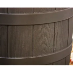 Good Ideas Rain Wizard 50 Gallon Plastic Rain Barrel Water Collector with Brass Spigot Brown