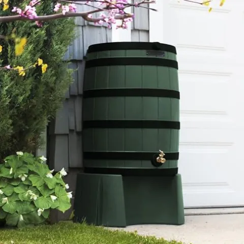 Good Ideas Rain Wizard 50 Gallon Water Storage Barrel 3 Pack Green, Khaki, Oak, Terra Cotta