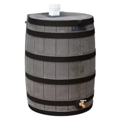 Good Ideas Rain Wizard 50 Gallon Water Storage Barrel Oak With Darkened Ribs (3 Pack)