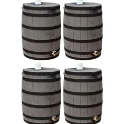 Good Ideas Rain Wizard 50 Gallon Water Storage Barrel 4 Pack Brown