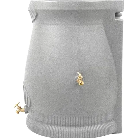 Good Ideas Rain Wizard 50 Gallon Rain Saver Barrel Water Storage Urn with Planter Space and 2 Brass Spigots Oak