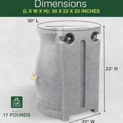 Good Ideas Rain Wizard 50 Gallon Rain Saver Barrel Water Storage Urn with Planter Space and 2 Brass Spigots Oak