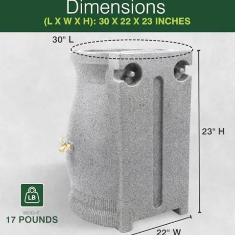 Good Ideas Rain Wizard 50 Gallon Rain Saver Barrel Water Storage Urn with Planter Space and 2 Brass Spigots Oak