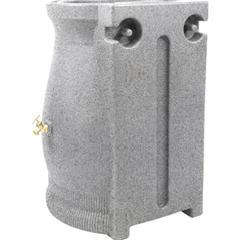 Good Ideas Rain Wizard 50 Gallon Rain Saver Barrel Water Storage Urn with Planter Space and 2 Brass Spigots Oak