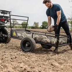Gorilla Carts Rugged Outdoor ATV Trailer Utility Garden Cart 1400 lb Capacity Black
