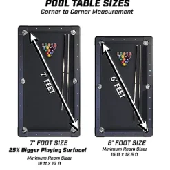GoSports 7 ft Billiards Table – Portable Pool Table – BLACK