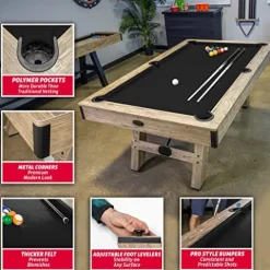 GoSports 7 ft Modern Billiards Pool Table Black