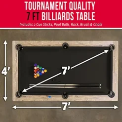 GoSports 7 ft Modern Billiards Pool Table Black