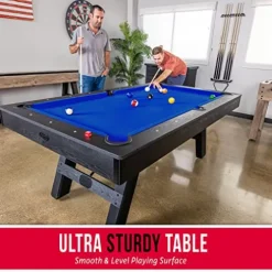 GoSports 7 ft Pool Table with Wood Finish Blue