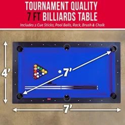 GoSports 7 ft Pool Table with Wood Finish Blue