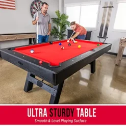 GoSports 7 ft Pool Table with Wood Finish Red