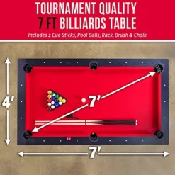 GoSports 7 ft Pool Table with Wood Finish Red