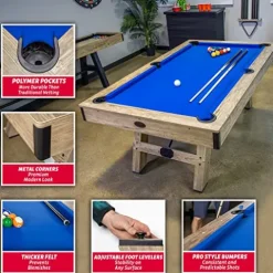 GoSports 7 ft Pool Table with Wood Finish Blue