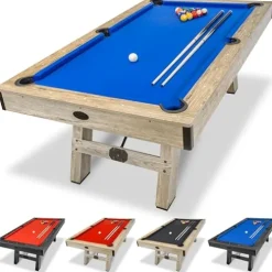 GoSports 7 ft Pool Table with Wood Finish Blue