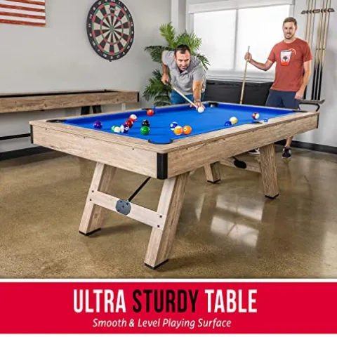 GoSports 7 ft Pool Table with Wood Finish Blue