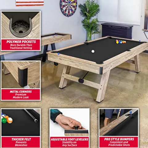 GoSports 8 ft Pool Table with Wood Finish Black