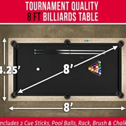 GoSports 8 ft Pool Table with Wood Finish Black