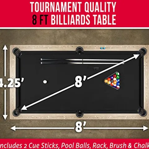 GoSports 8 ft Pool Table with Wood Finish Black