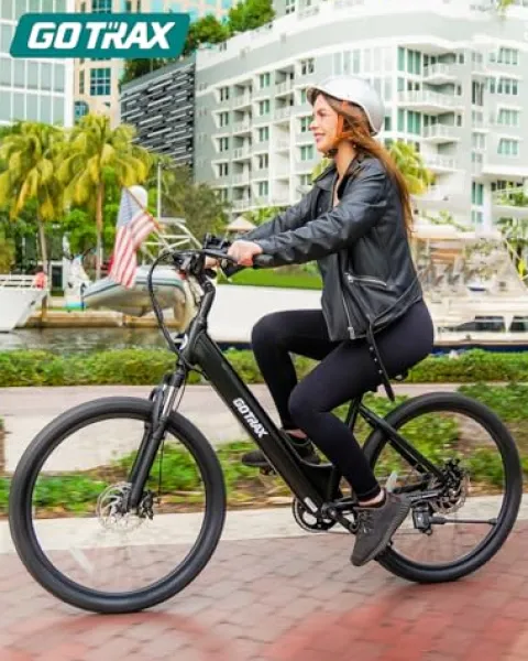 Gotrax Electric Bike 26″ Max Range 30Miles(Pedal-assist1) & 15.5/20Mph Power by 250/350W, 3 Riding Modes & Adjustable Seat, 7-Speed & Front Shock Absorber, Commuter Electric Bicycle for Adults, Black
