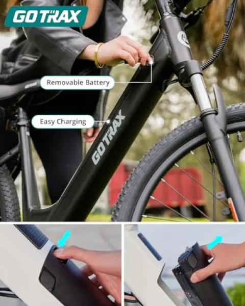 Gotrax Electric Bike 26″ Max Range 30Miles(Pedal-assist1) & 15.5/20Mph Power by 250/350W, 3 Riding Modes & Adjustable Seat, 7-Speed & Front Shock Absorber, Commuter Electric Bicycle for Adults, Black