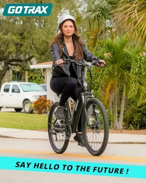 Gotrax Electric Bike 26″ Max Range 30Miles(Pedal-assist1) & 15.5/20Mph Power by 250/350W, 3 Riding Modes & Adjustable Seat, 7-Speed & Front Shock Absorber, Commuter Electric Bicycle for Adults, Black