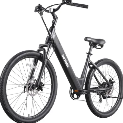 Gotrax Electric Bike 26″ Max Range 30Miles(Pedal-assist1) & 15.5/20Mph Power by 250/350W, 3 Riding Modes & Adjustable Seat, 7-Speed & Front Shock Absorber, Commuter Electric Bicycle for Adults, Black