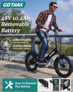 Gotrax F2 20″ Folding Electric Bike Black Large
