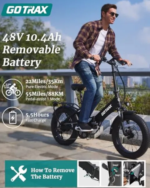 Gotrax F2 20″ Folding Electric Bike Black Large