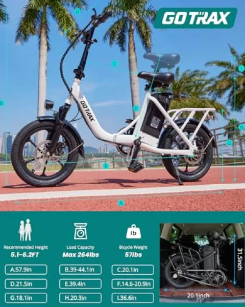 Gotrax NEPHELE 16″ Folding Electric Bike White