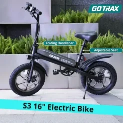 Gotrax S3 16″ Folding Electric Bike 500W 25Miles Range 20Mph Black