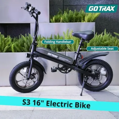 Gotrax S3 16″ Folding Electric Bike 500W 25Miles Range 20Mph Black