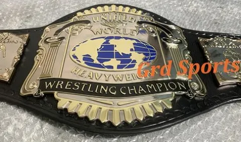 Grd Sports CNC HD USWA Unified World Heavyweight Wrestling Championship Belt Dual Gold Plated