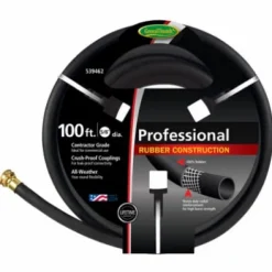 Green Thumb 100′ x 5/8″ Professional Contractor Black Rubber Garden Hose Pack of 6 Black