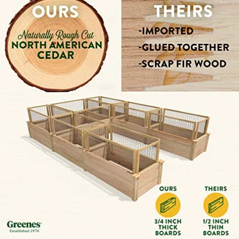 Greenes Fence Premium Cedar Raised Garden Bed with CritterGuard System 8′ x 12′ Light Brown